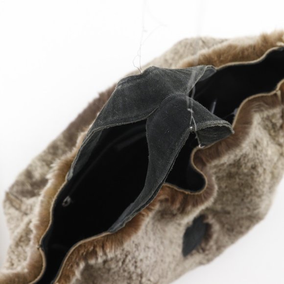 CHANEL COCO Mark Handbag Tote Bag Rabbit Fur Brown A5 Women's - Picture 5 of 10